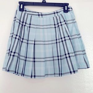 Blue plaid skirt